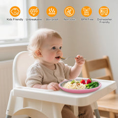JVEOO 9-inch stainless steel plate is durable and easy to clean for toddlers