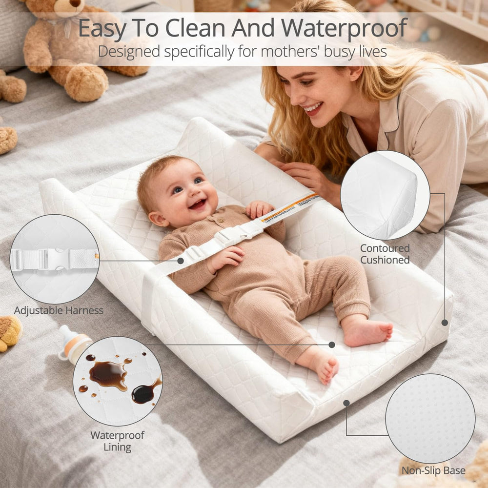 JVEOO non-slip base and safety strap keep baby secure during changes