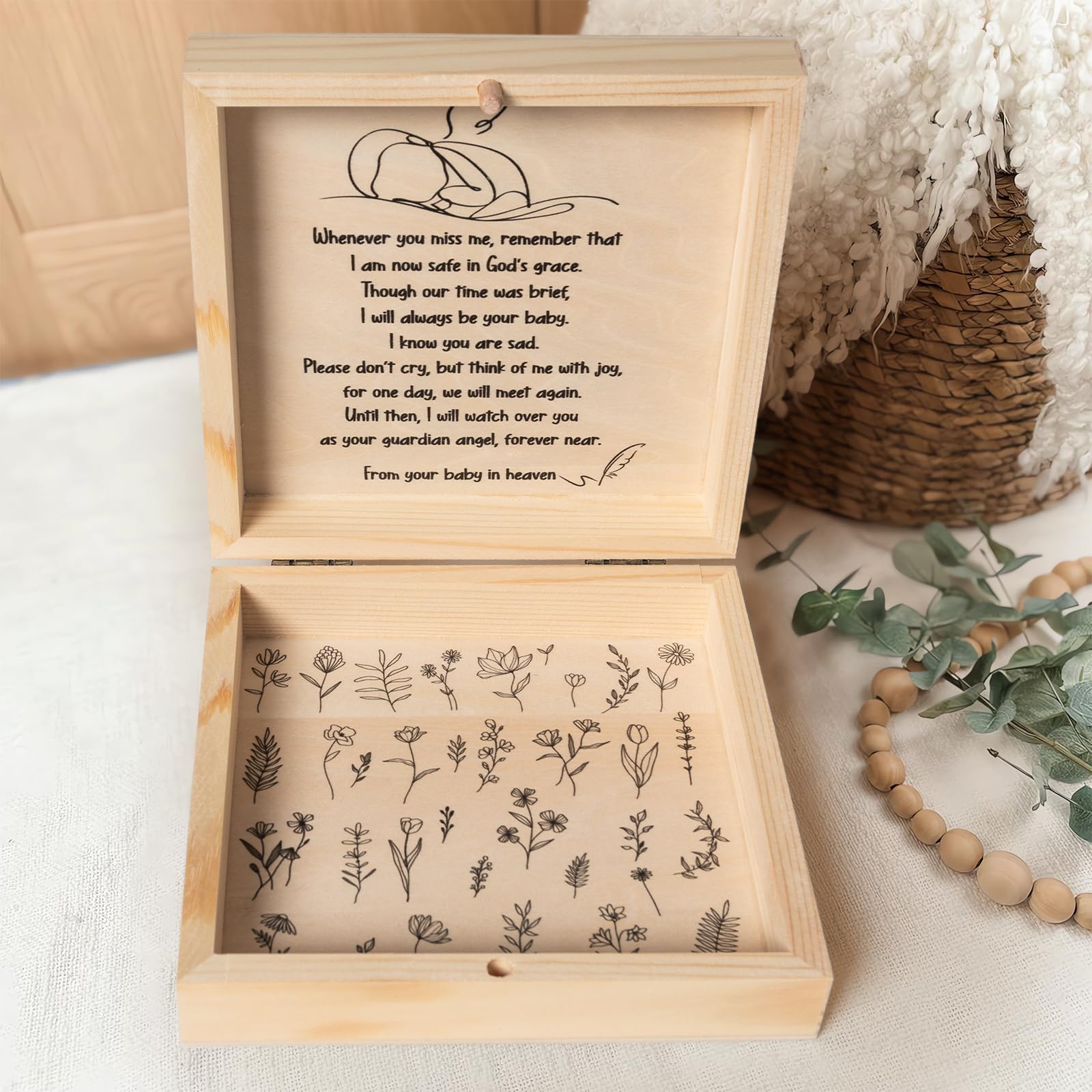 Close-up label and lid emphasize secure remembrance.