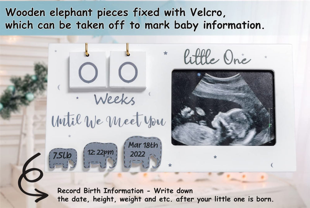 Jwitao Sonogram Frame cute elephant detail adds nursery charm.