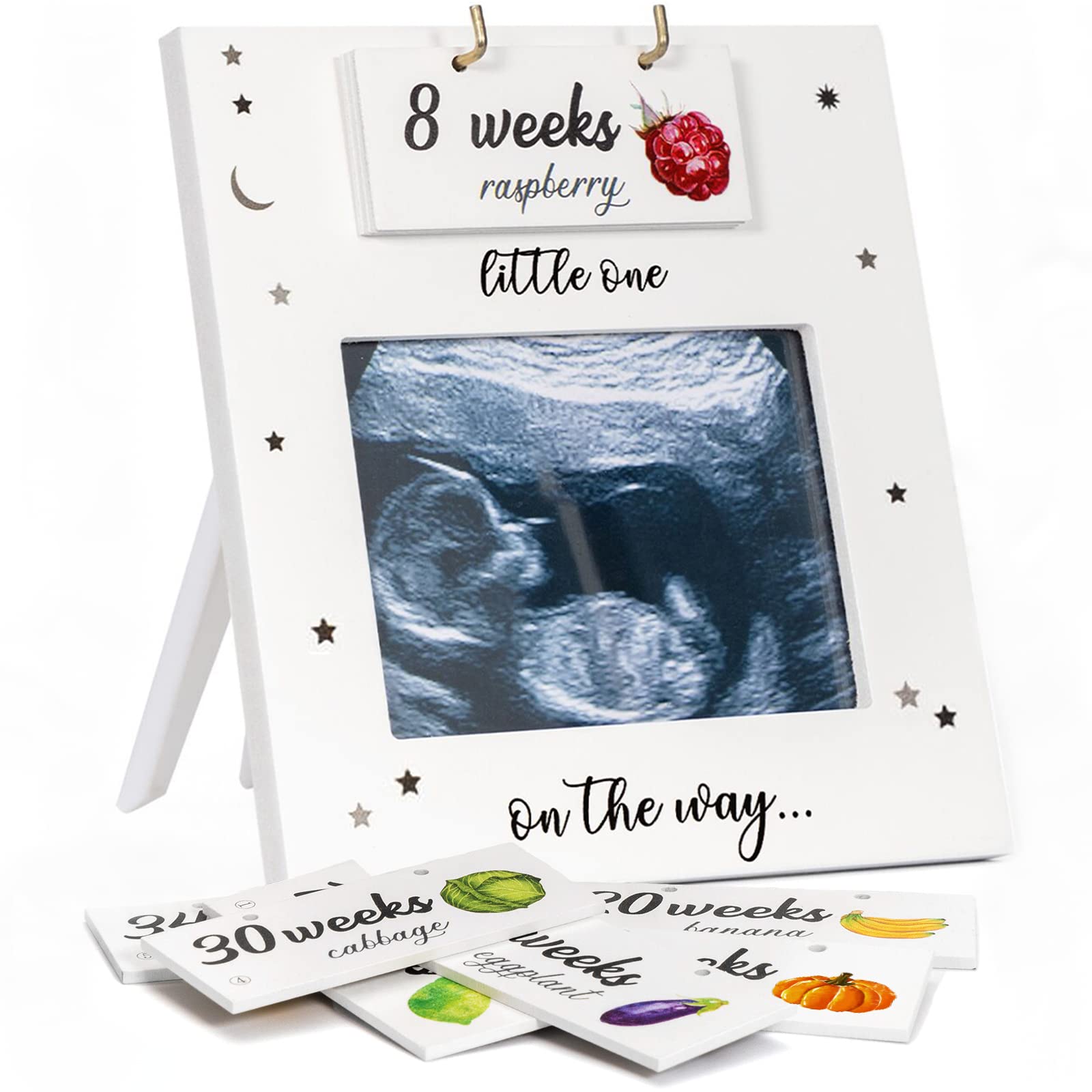 Jwitao ultrasound picture frame with weekly baby bump sign for social sharing memories