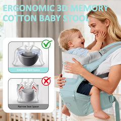 JWPEHOE ergonomic design supports baby's hips and spine during carry