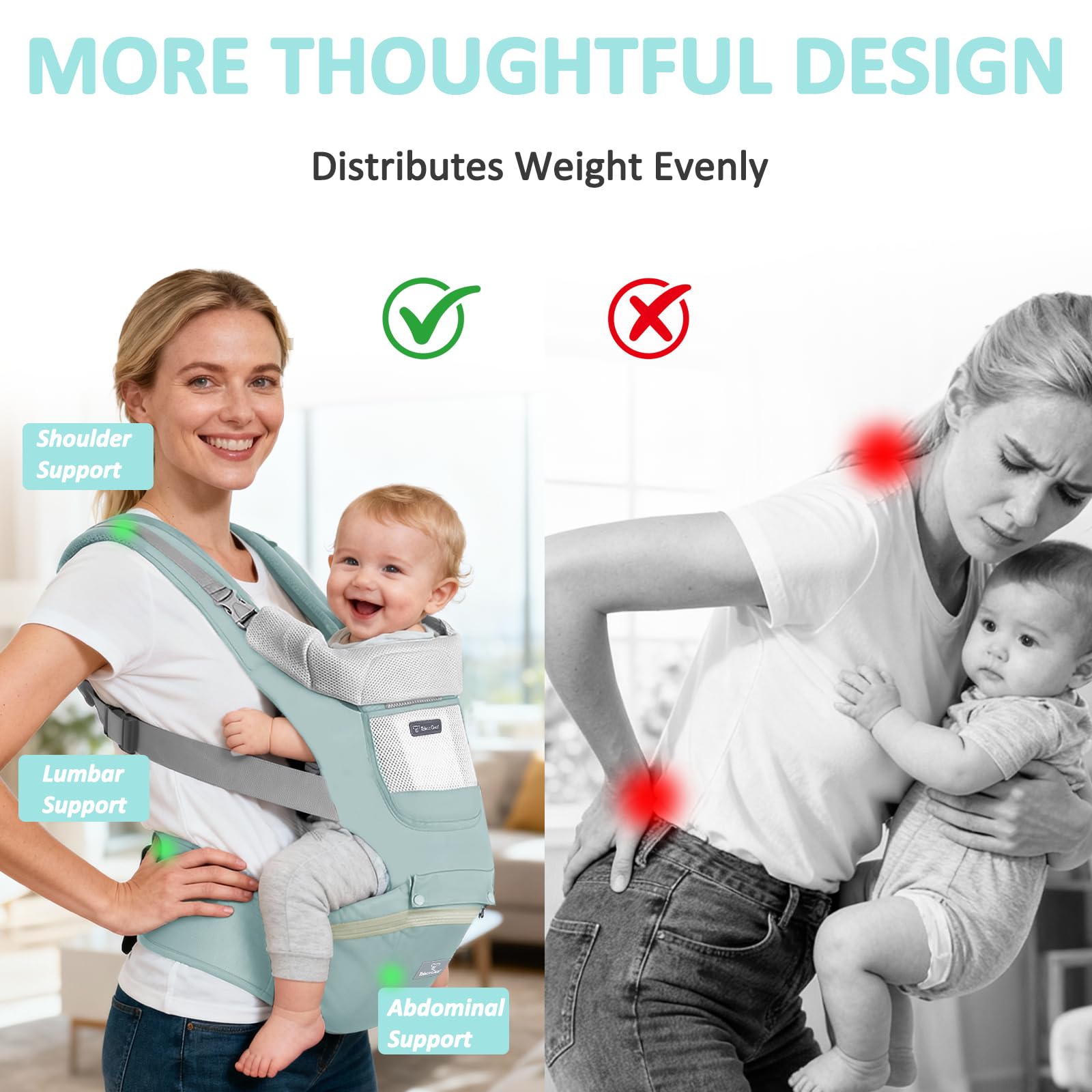 JWPEHOE hip seat with large pockets for diapers and wipes