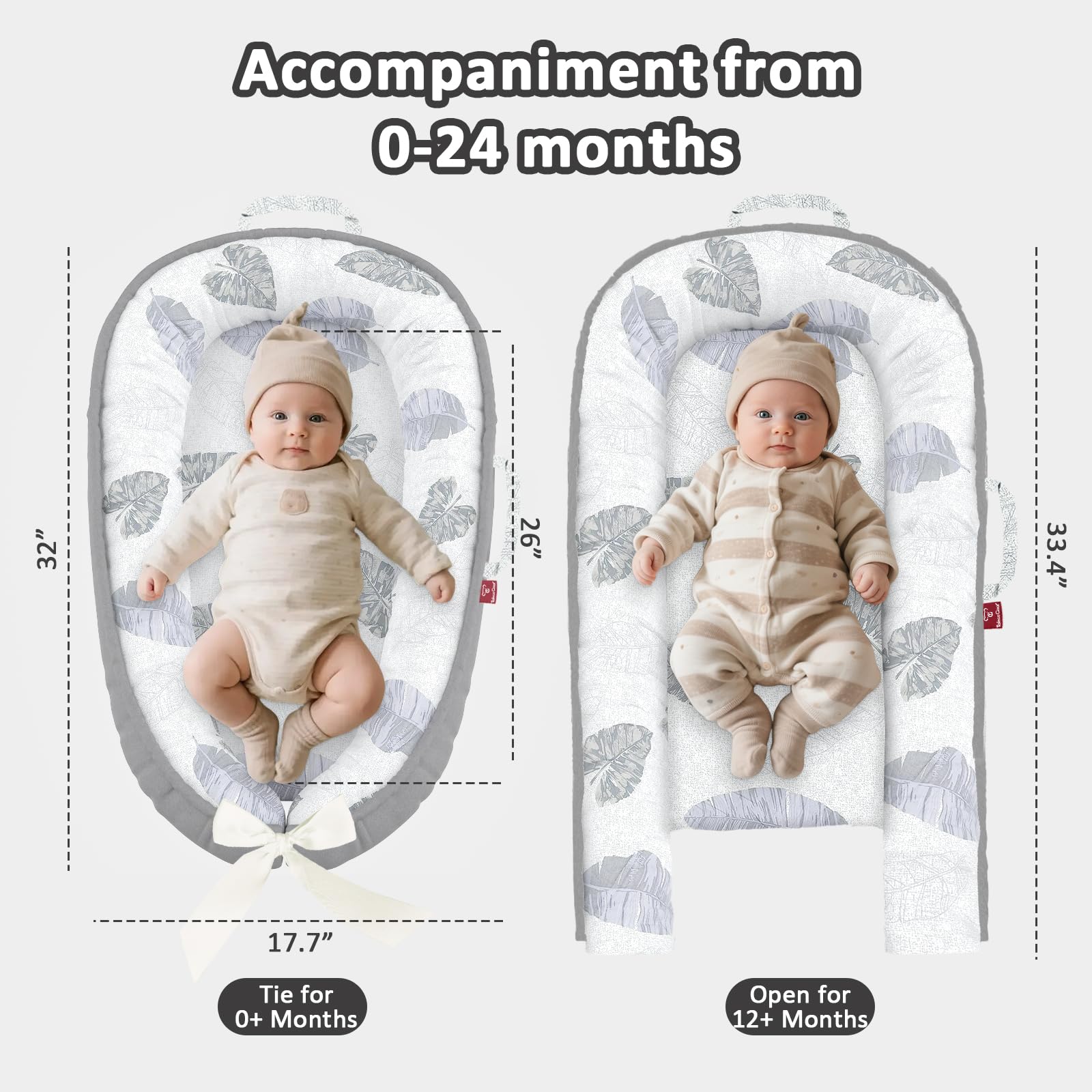 JWPEHOE baby lounger adjustable bow for growing baby