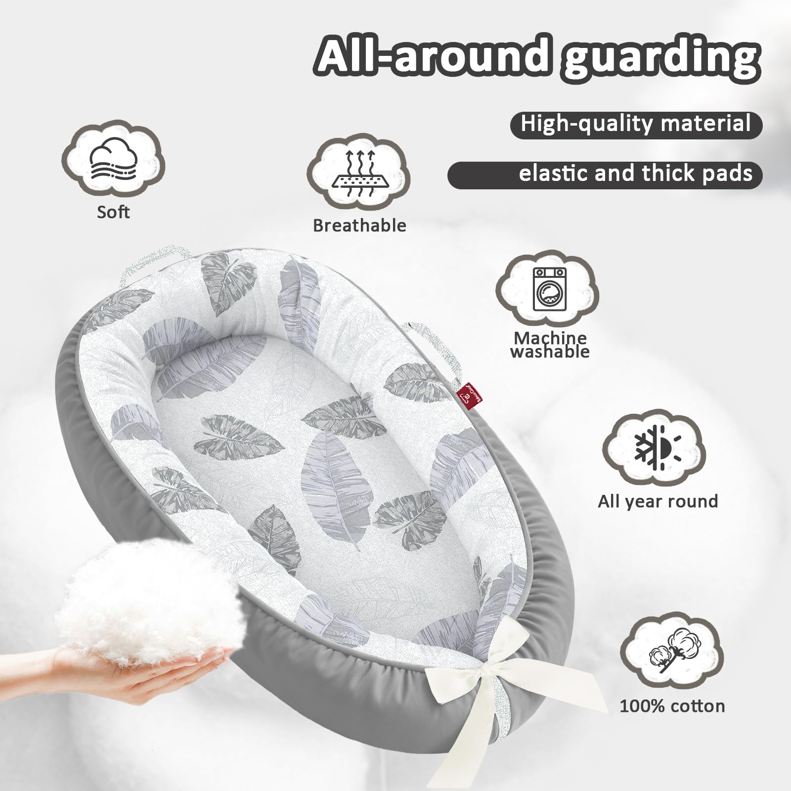 JWPEHOE baby lounger bionic womb design for soothing calm