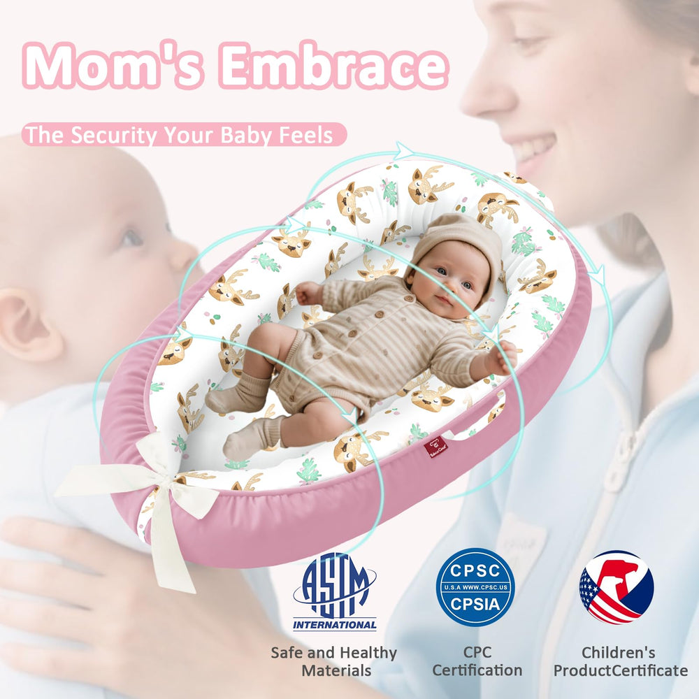 JWPEHOE baby lounger thick mattress provides comfortable lounging.