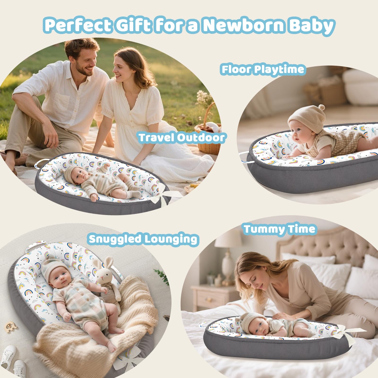 JWPEHOE baby lounger travel-friendly design suits home and hotel stays