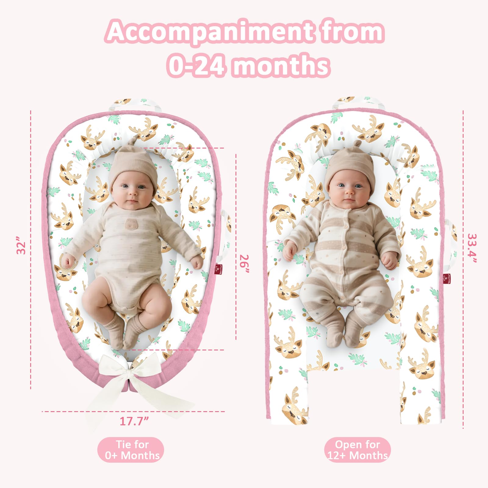 JWPEHOE baby lounger waterproof outer layer protects against spills.