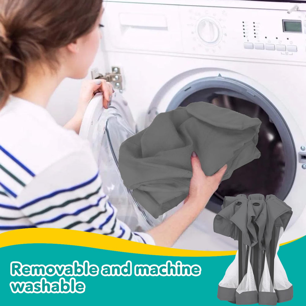 JWPEHOE foldable playpen is machine-washable for quick hygienic cleaning