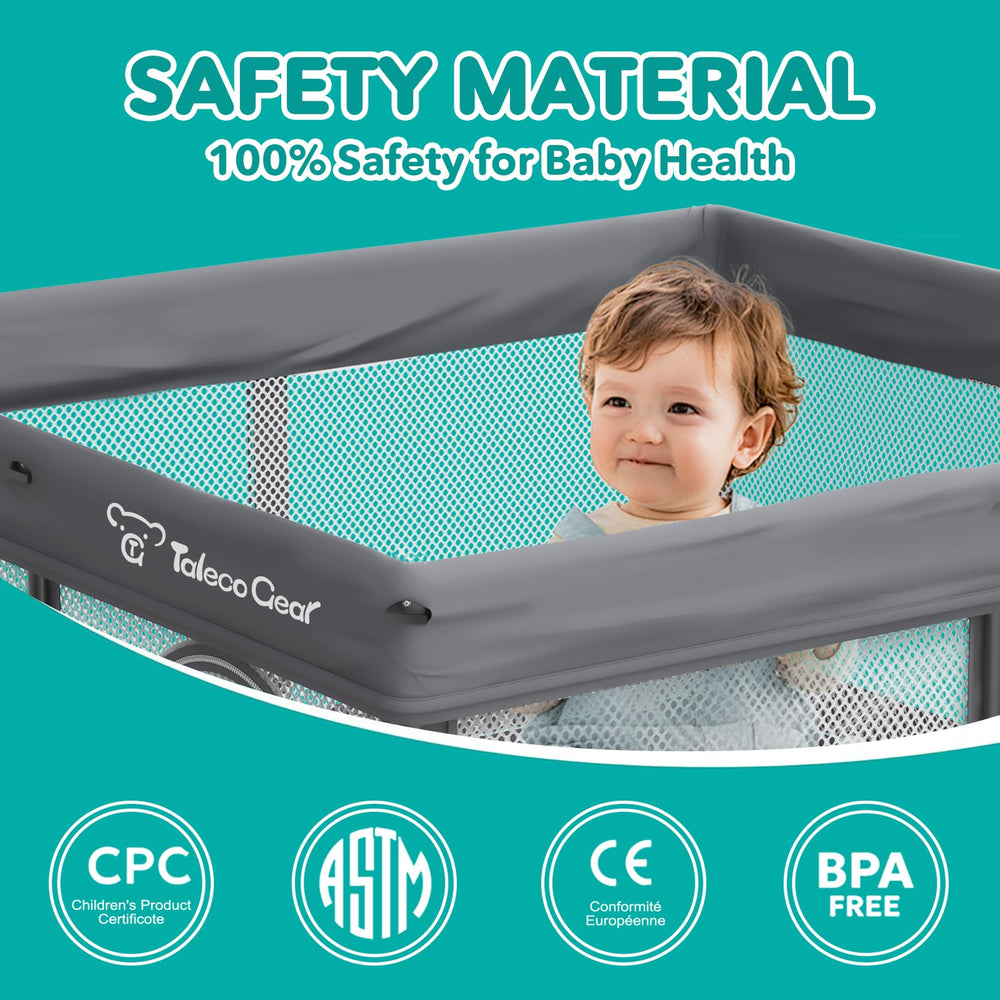 JWPEHOE foldable playpen with mesh offers clear supervision from every angle