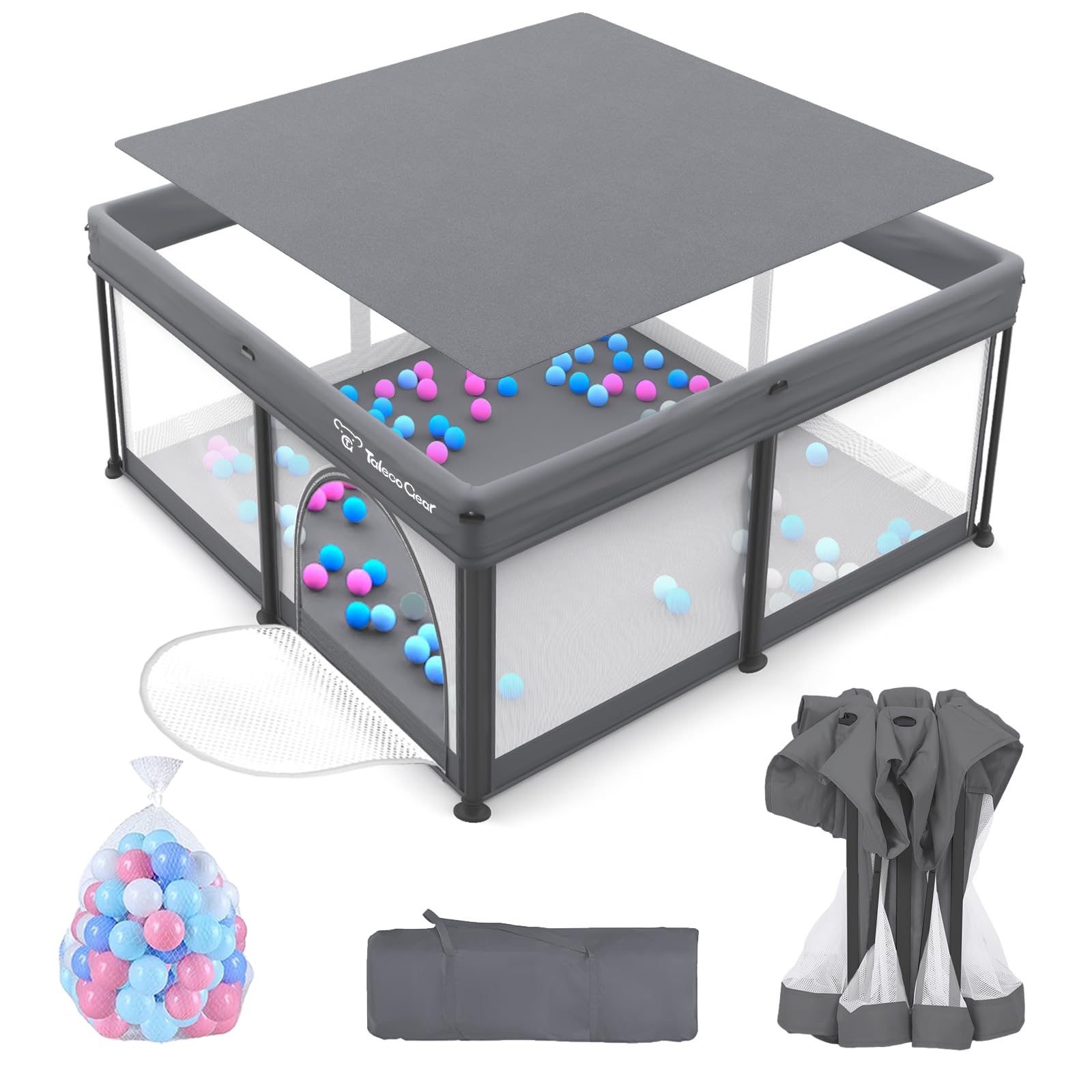 JWPEHOE foldable playpen setup for easy portability and on-the-go use