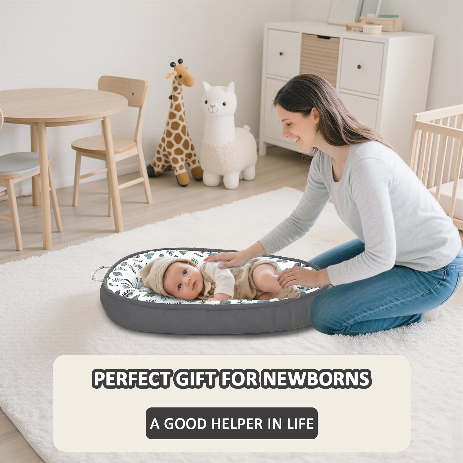 JWPEHOE multipurpose nest for tummy time, play, and diaper changes.