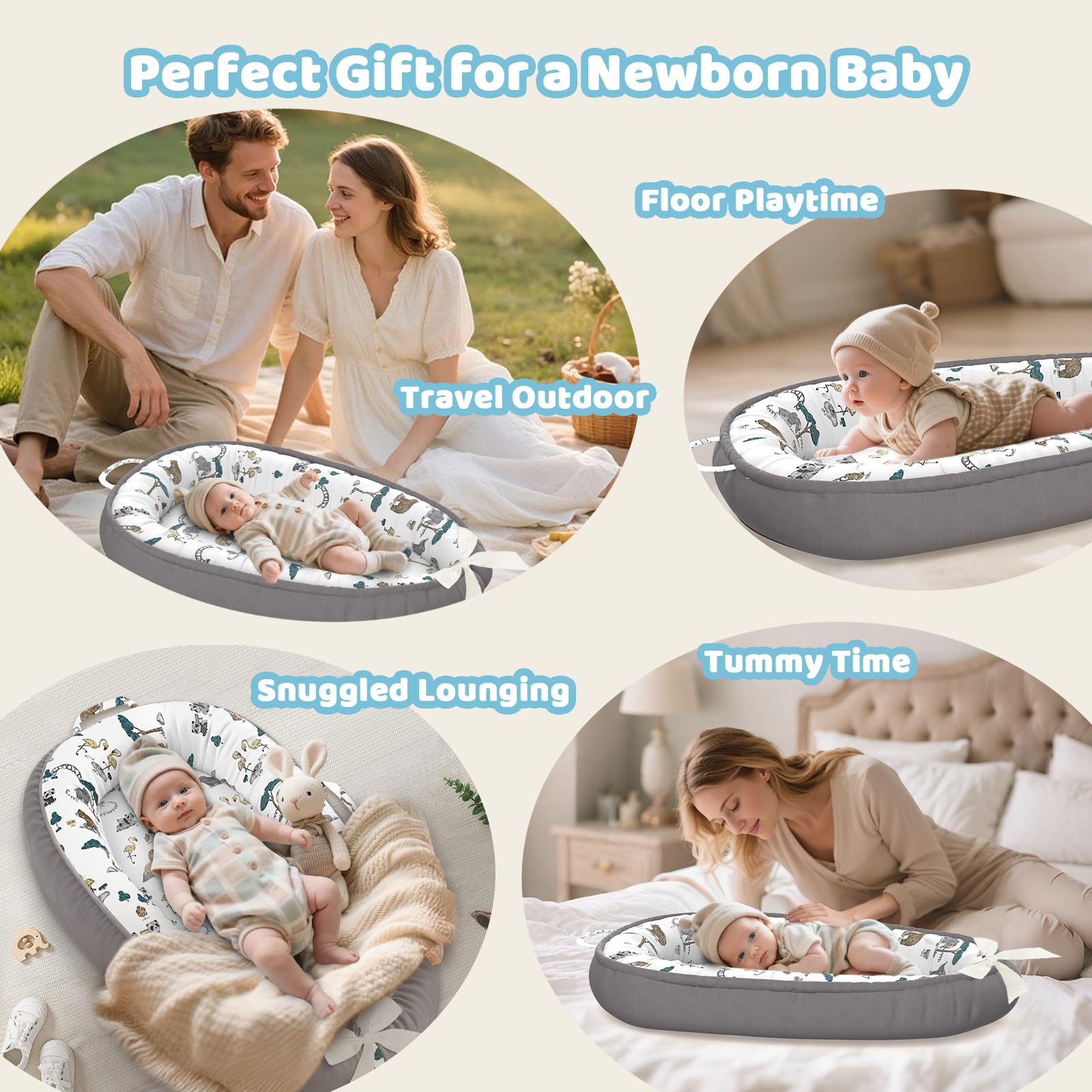 JWPEHOE thick protective bumper supports baby's gentle movements