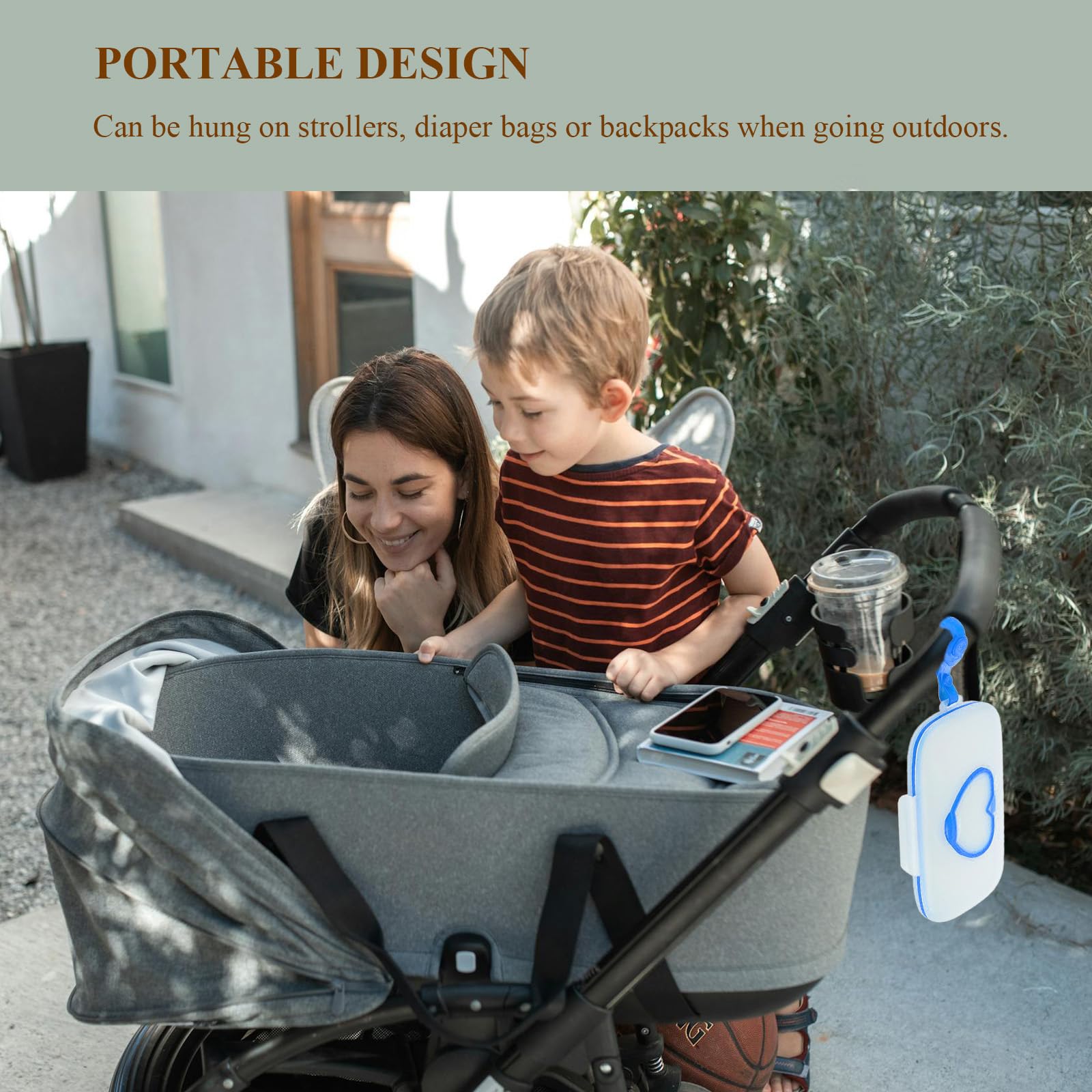 JWTIFOA blue compact dispenser fits diaper bag for on the go use.
