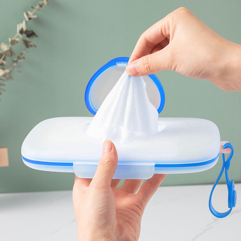 JWTIFOA wipes container with wide flip cap for easy one wipe access.
