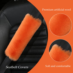 JXJKMMN close-up of plush texture on orange seatbelt pad for gentle cushion.