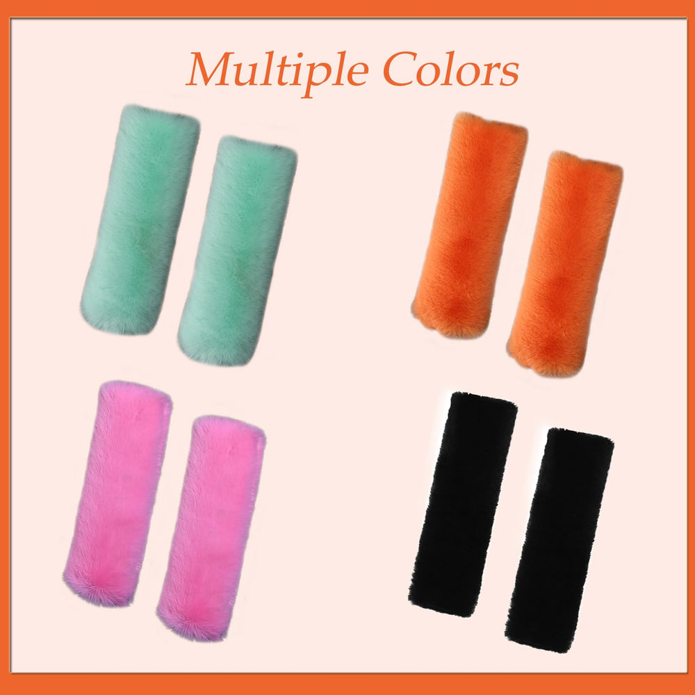 JXJKMMN four-pack seatbelt cushions in orange pink black and green for easy color swaps.