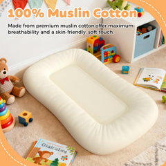 Jylvo Baby Lounger gray front view, cozy space for newborn relaxation