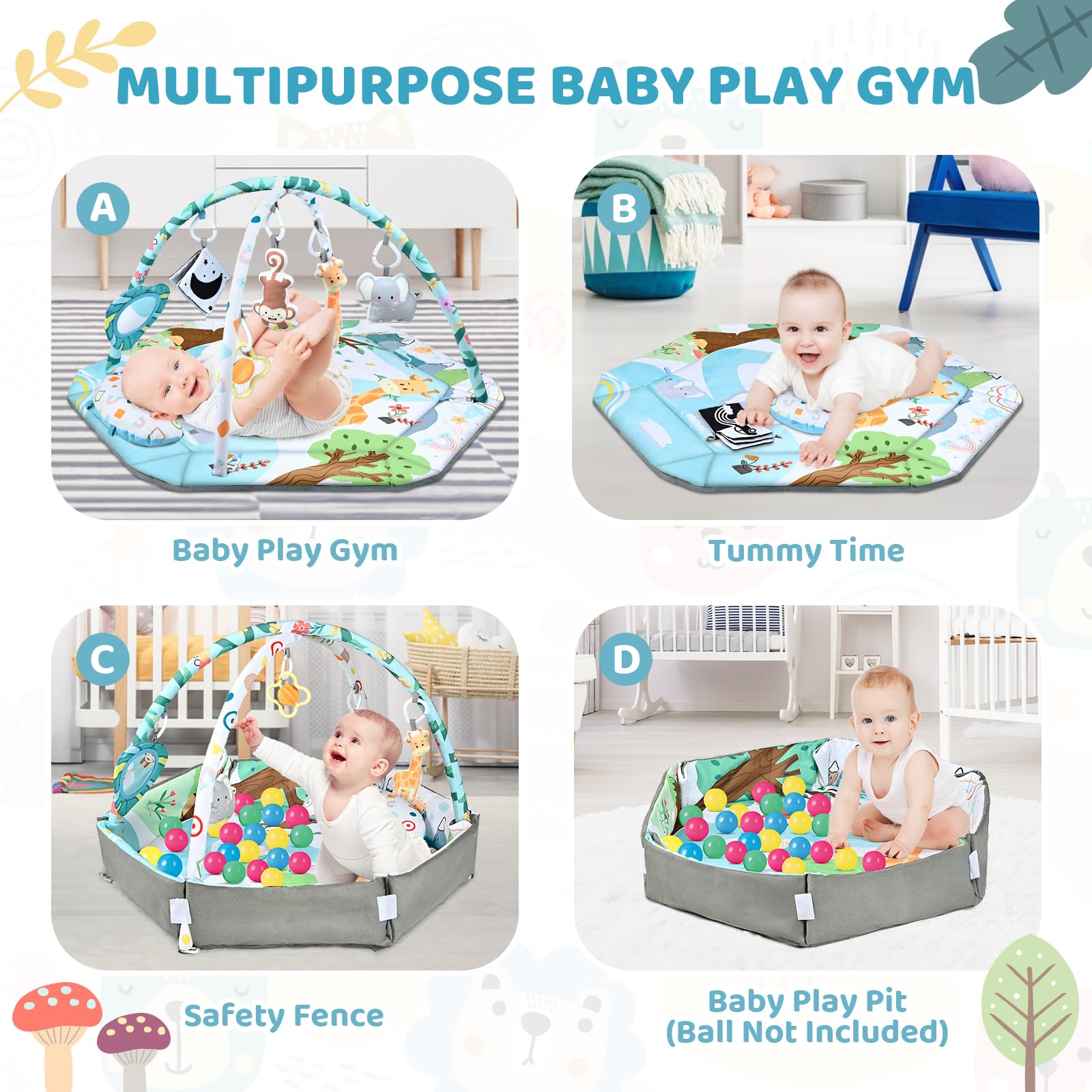 Jyusmile tummy time moon pillow supports head-up practice.