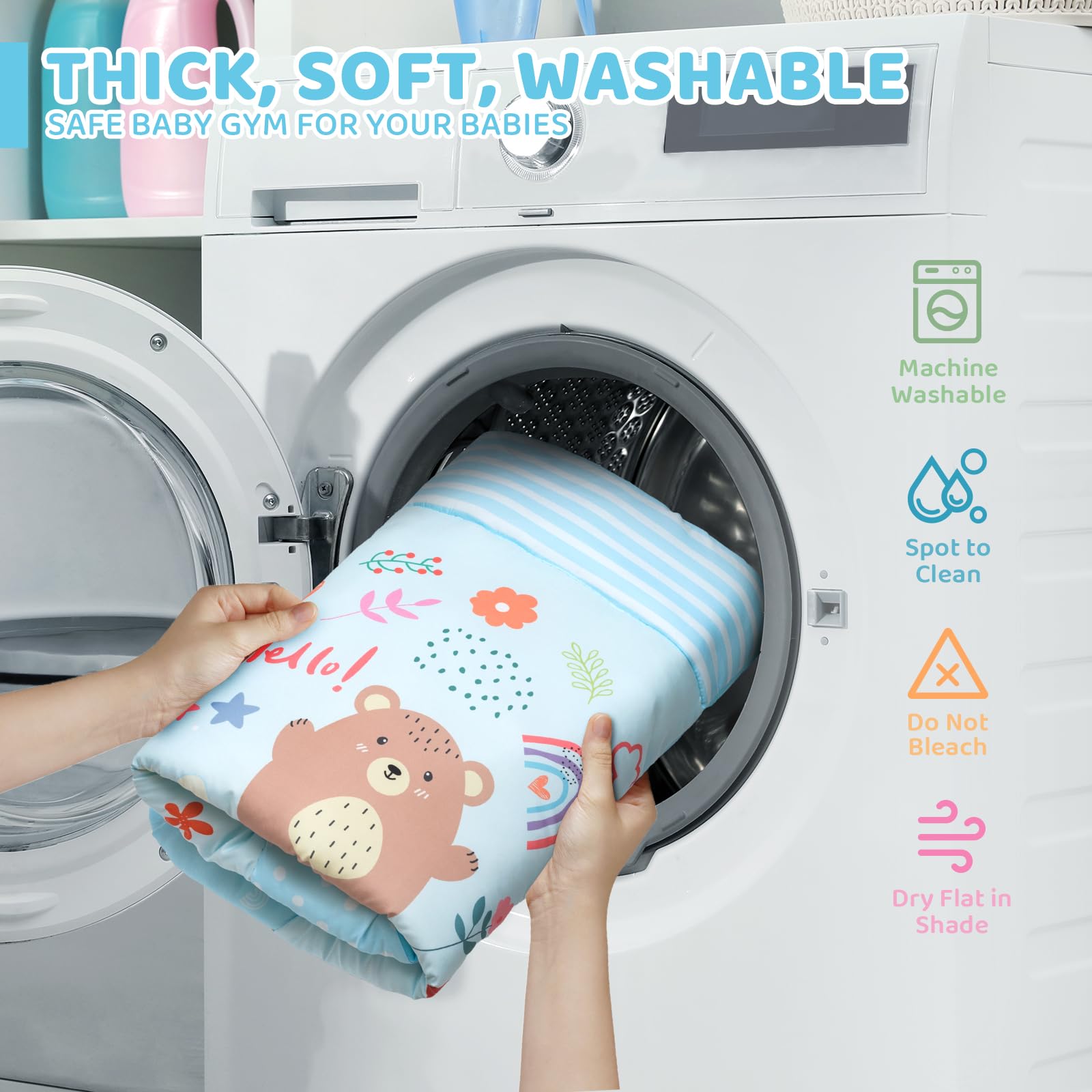 Jyusmile fabric is soft, safe, machine washable for busy parents