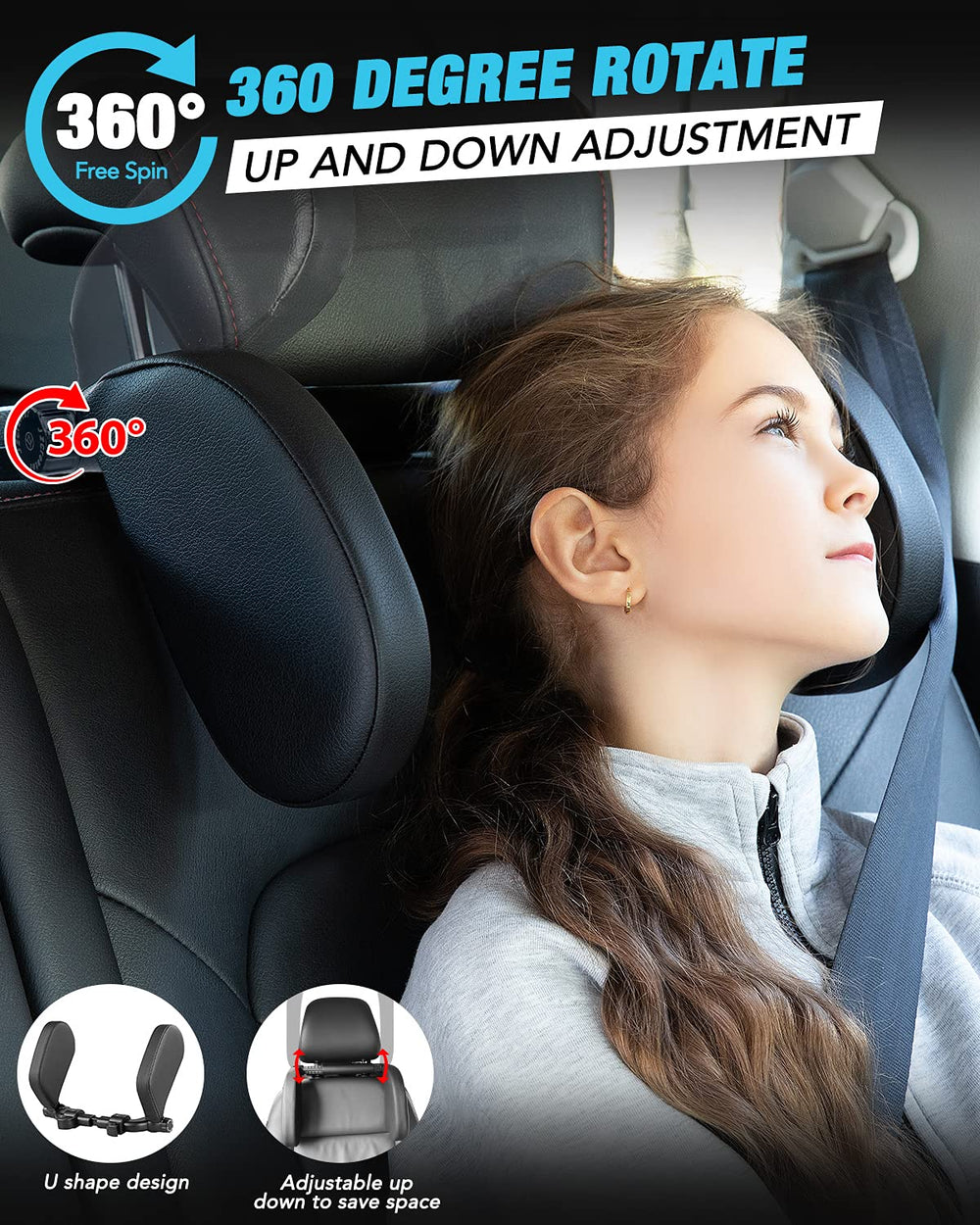 JZCreater U-shaped neck support for pole-equipped car seats provides secure, stable placement