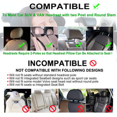 JZCreater headrest pillow showing 360-degree adjustability for all passengers.