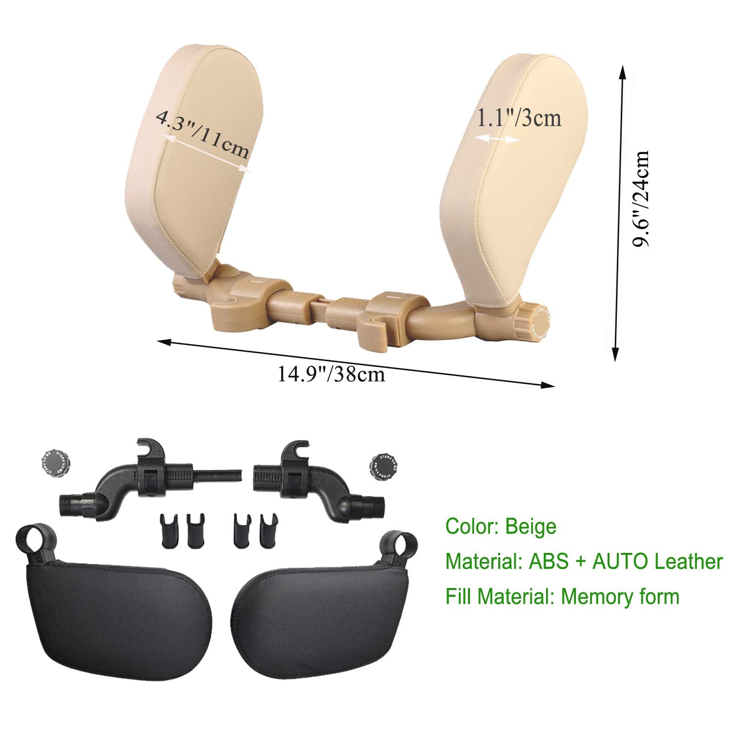 Usage guide and packaging for the JZCreater headrest pillow.