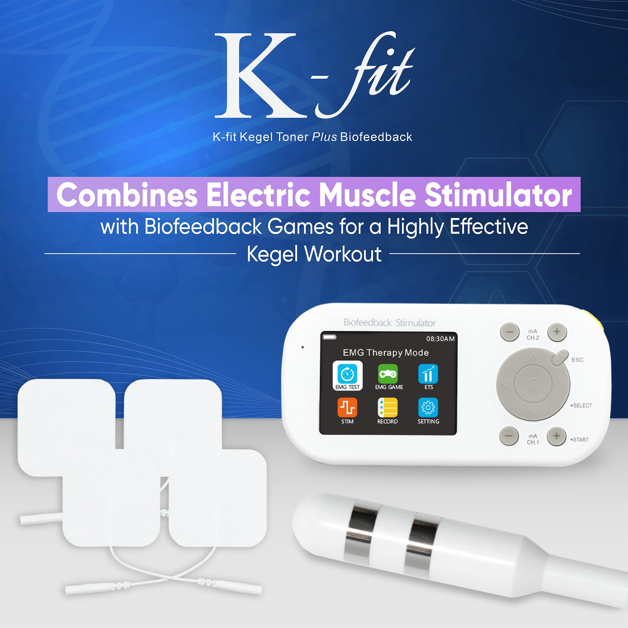 Ergonomic pelvic probe from K-fit for comfortable pelvic workouts.