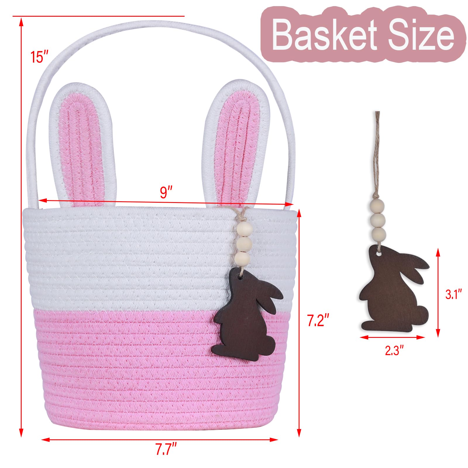 K-MLICE Easter basket measures 7.5 by 8.6 inches, ample room for eggs.