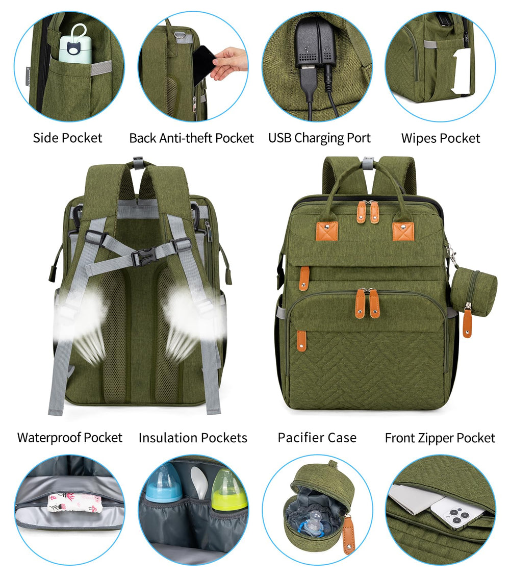 KABAQOO bag features insulated bottle pockets for temperature-friendly feeds