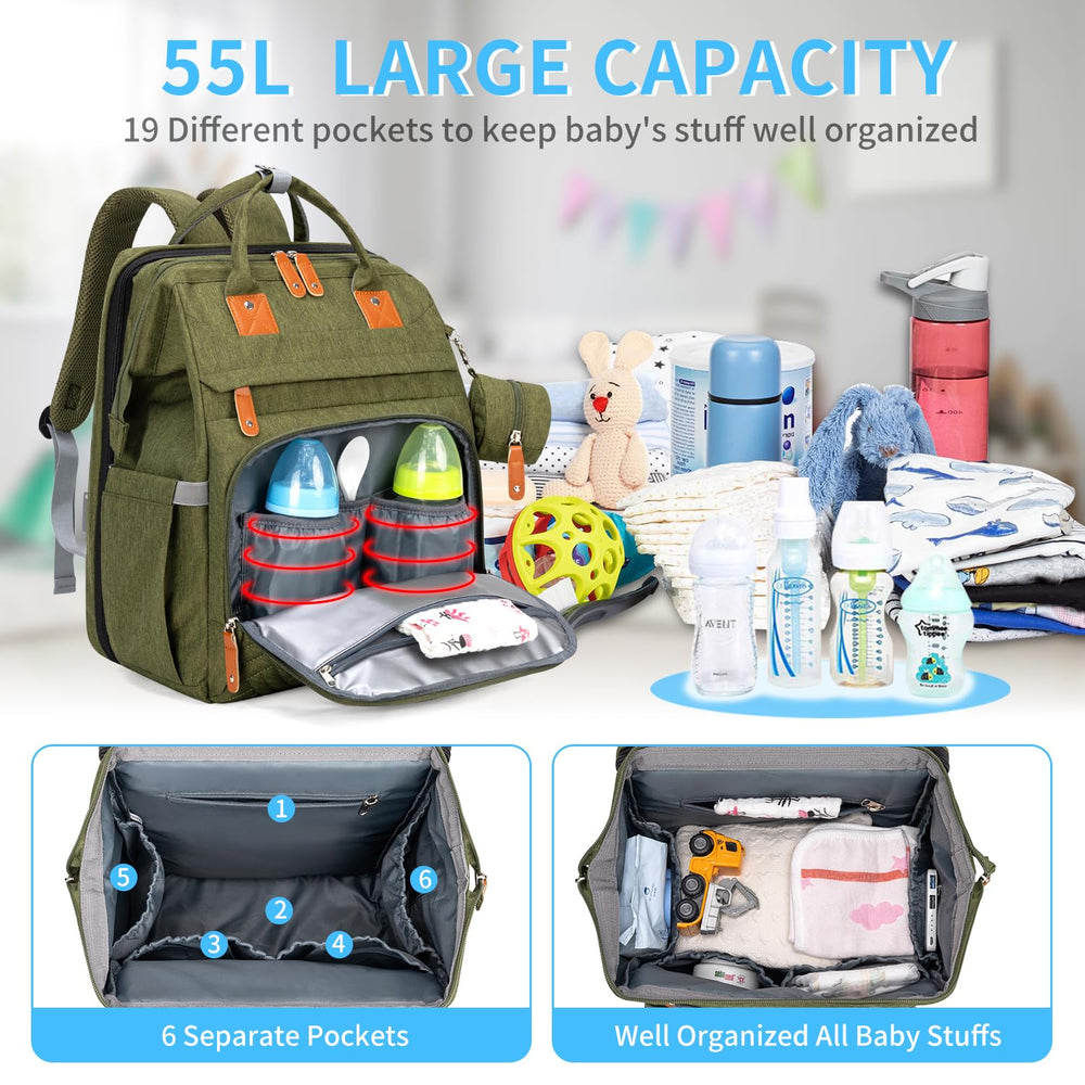 KABAQOO diaper bag backpack with large capacity to organize essentials