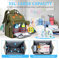KABAQOO diaper bag backpack with large capacity to organize essentials