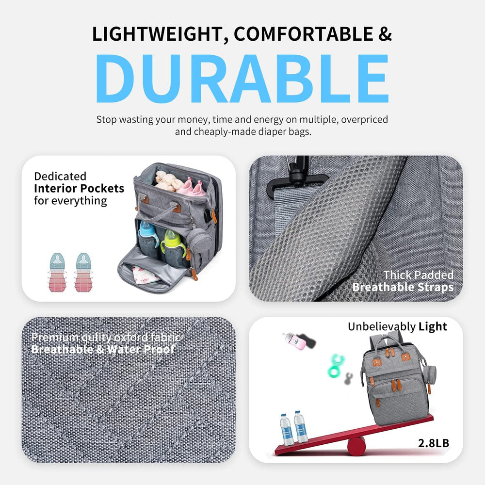 KABAQOO diaper bag features USB charging port for powering devices