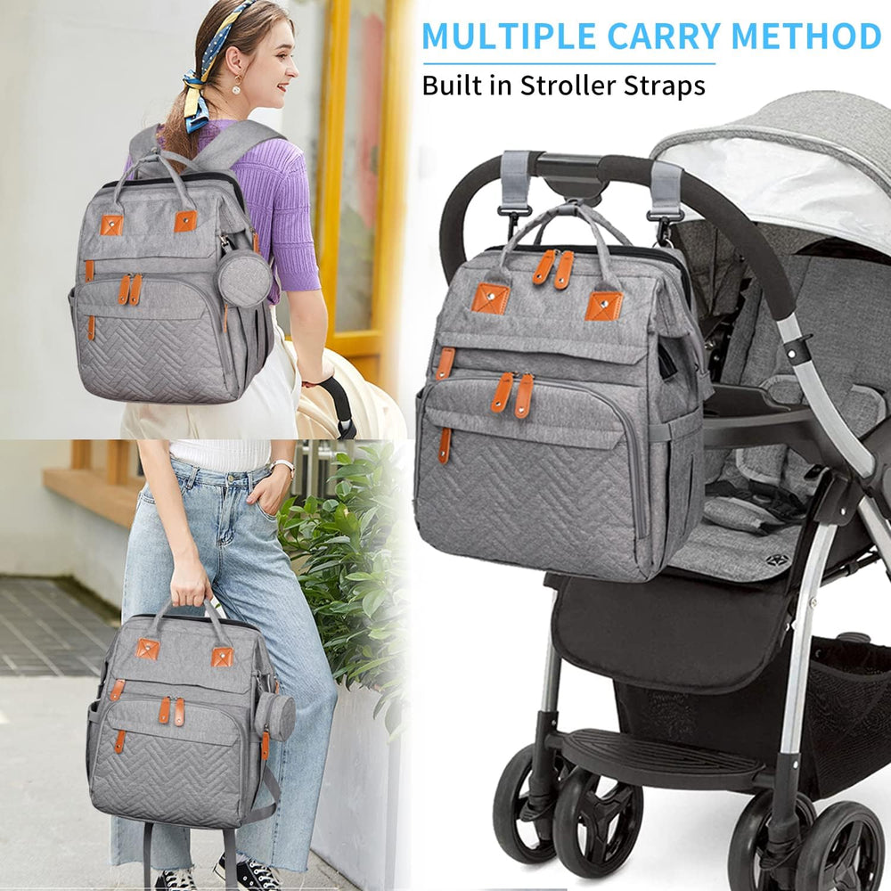KABAQOO diaper bag converts from backpack to tote or handbag