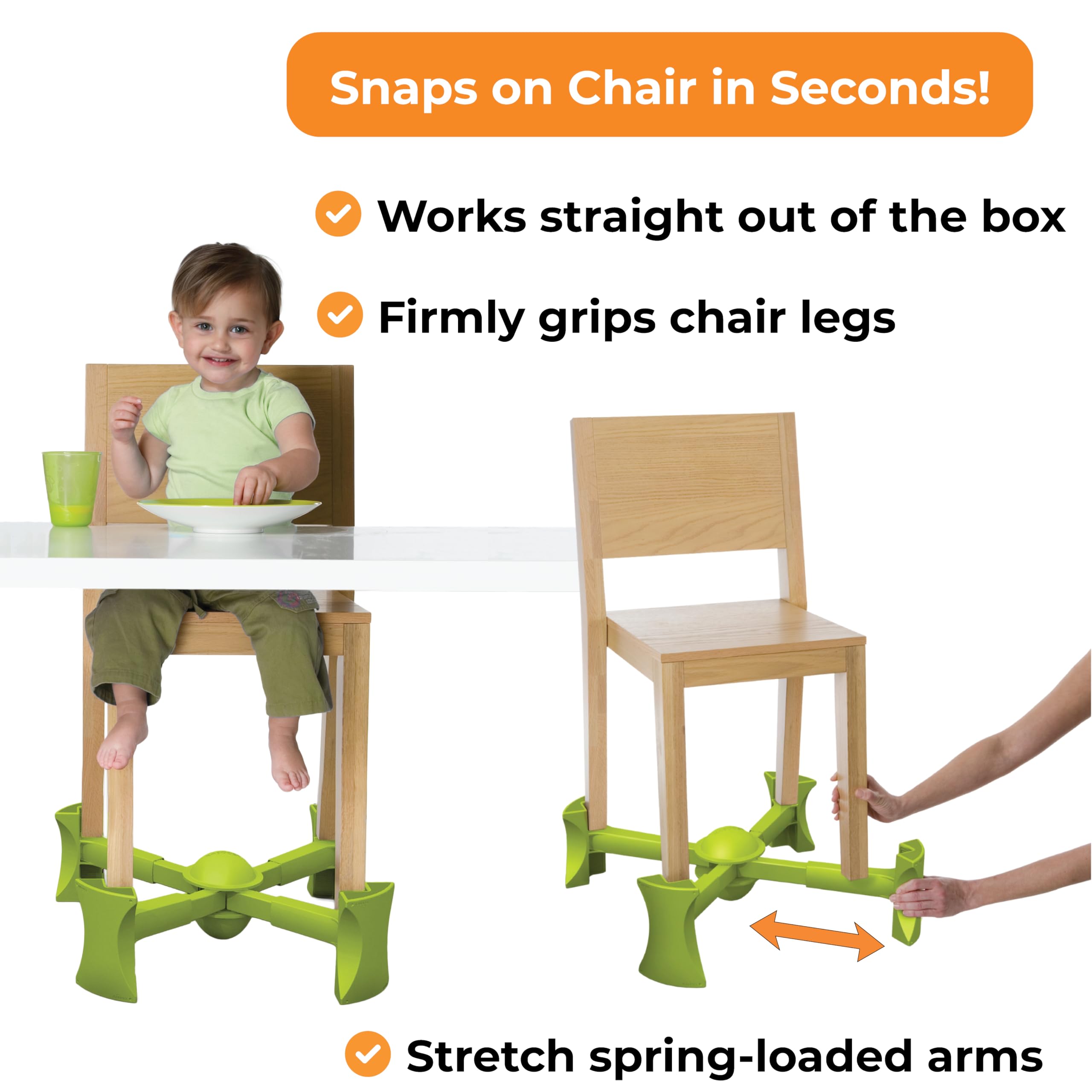 KABOOST booster seat folded for travel demonstrates compact design.