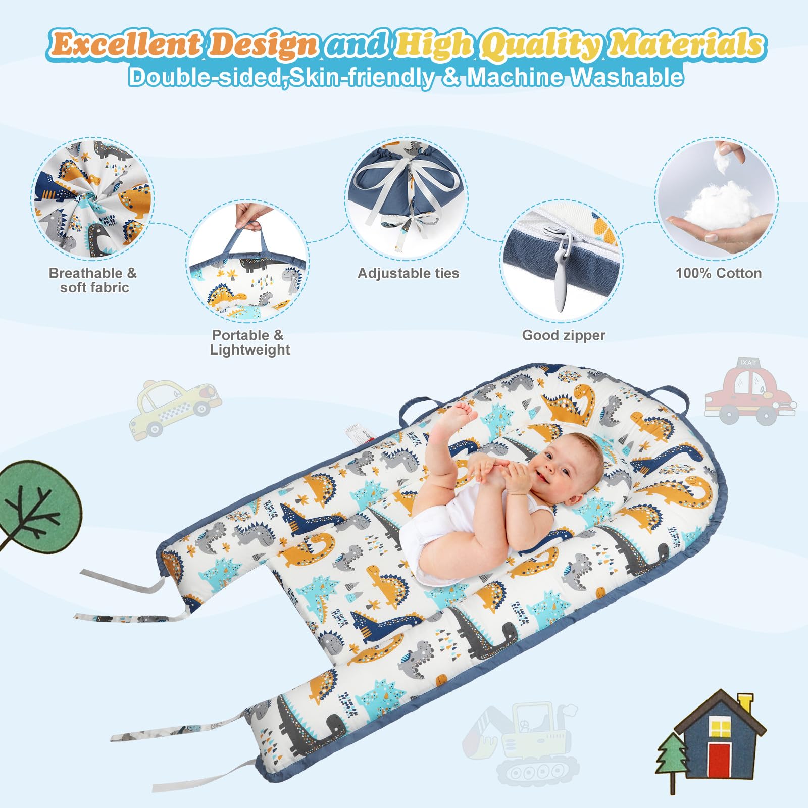 Kabirili Baby Lounger delivering daytime comfort during tummy time and activities.