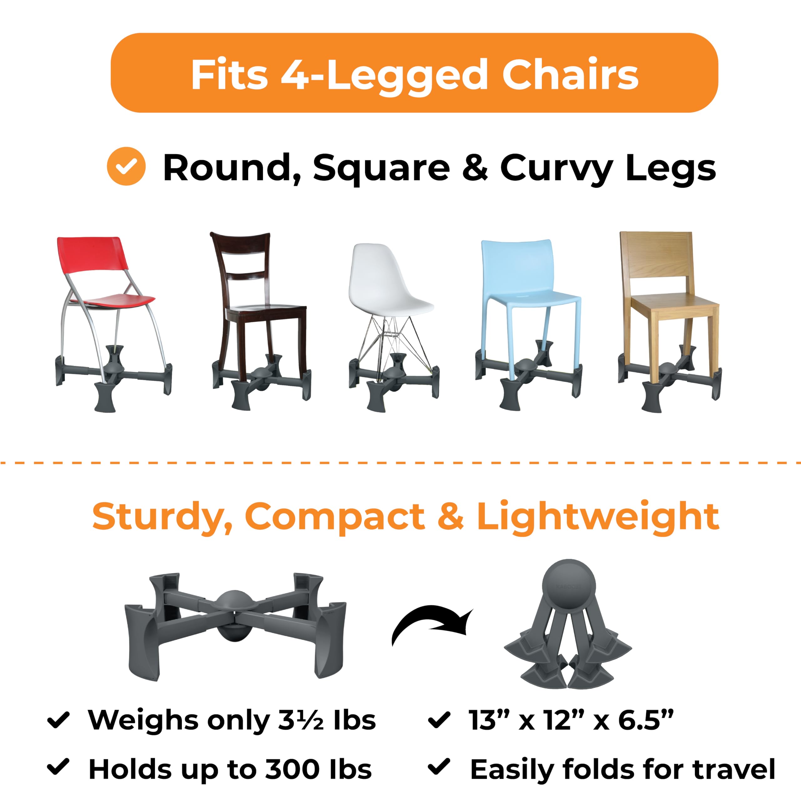 KABOOST 300 lb capacity charcoal supports a wide range of users.