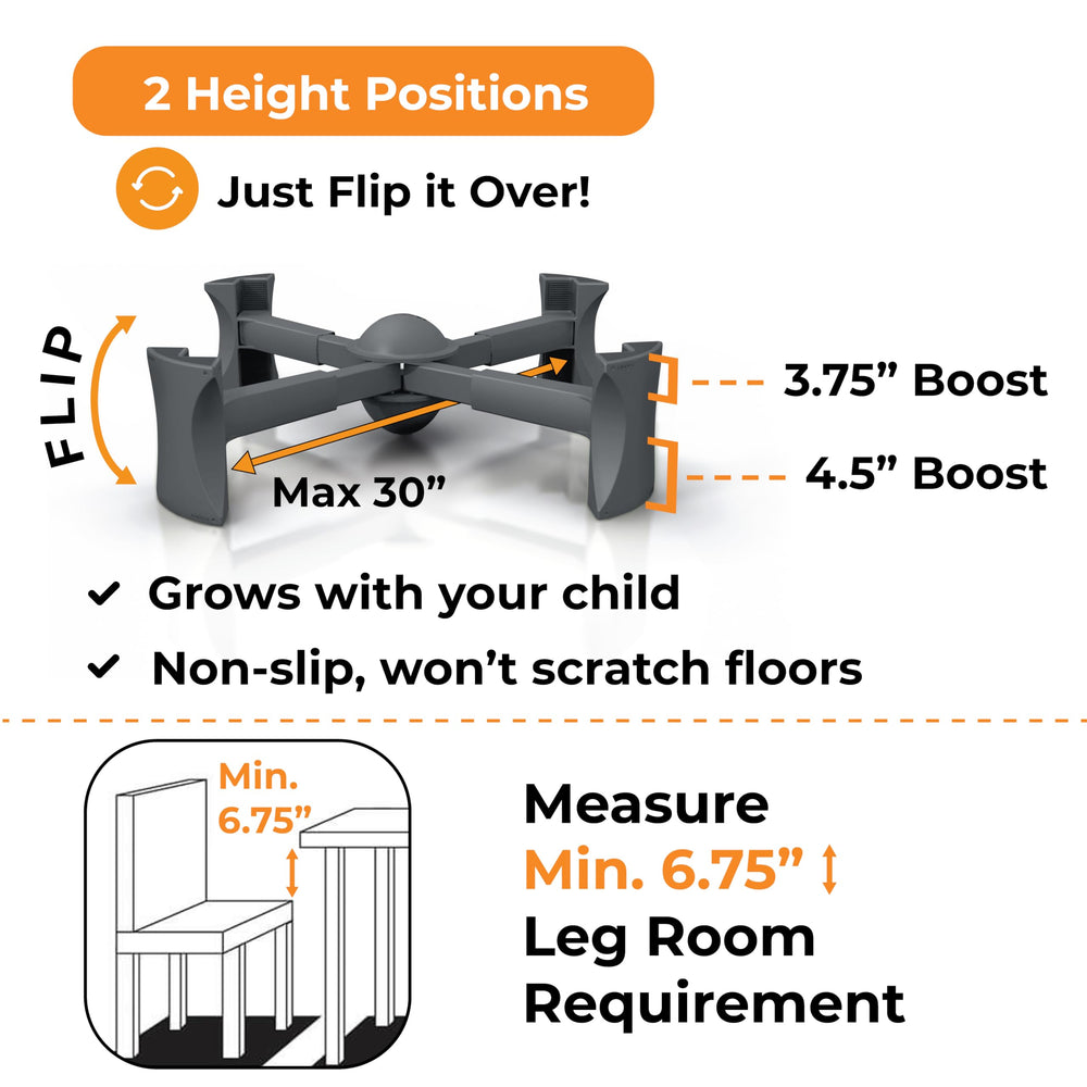 KABOOST two-height positions charcoal adapt to growing kids.