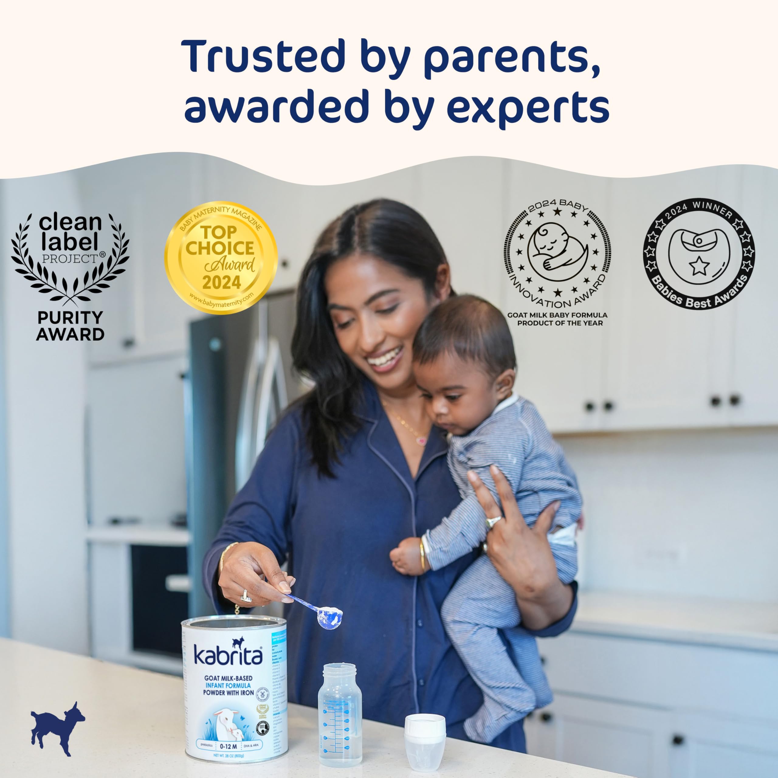 Kabrita iron-DHA-ARA label highlights complete nutrition for infants.