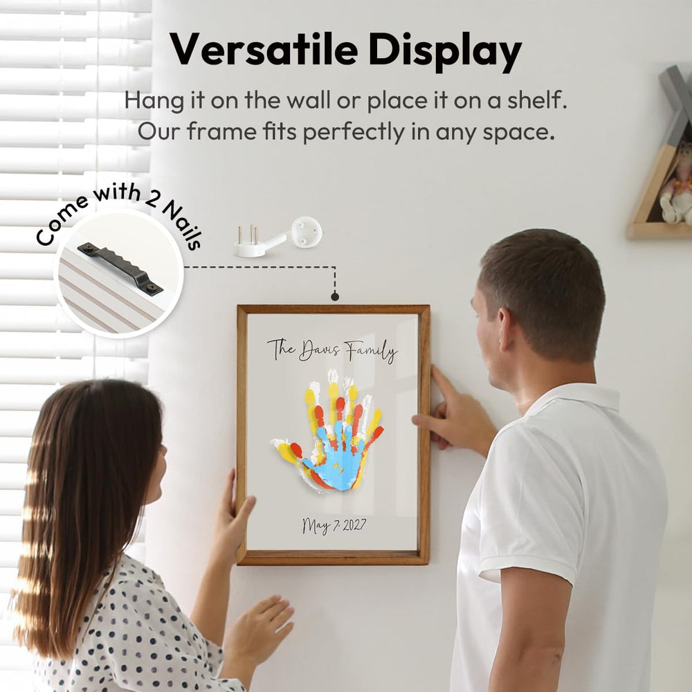 Kaciola display-ready frame with wall-mount or stand fits any room.