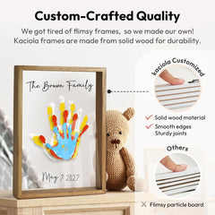 Kaciola floating frame with detachable sheets creating a 3D family keepsake.
