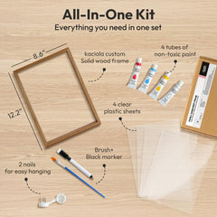 Kaciola handprint kit includes paintbrush and erasable marker for easy customization.
