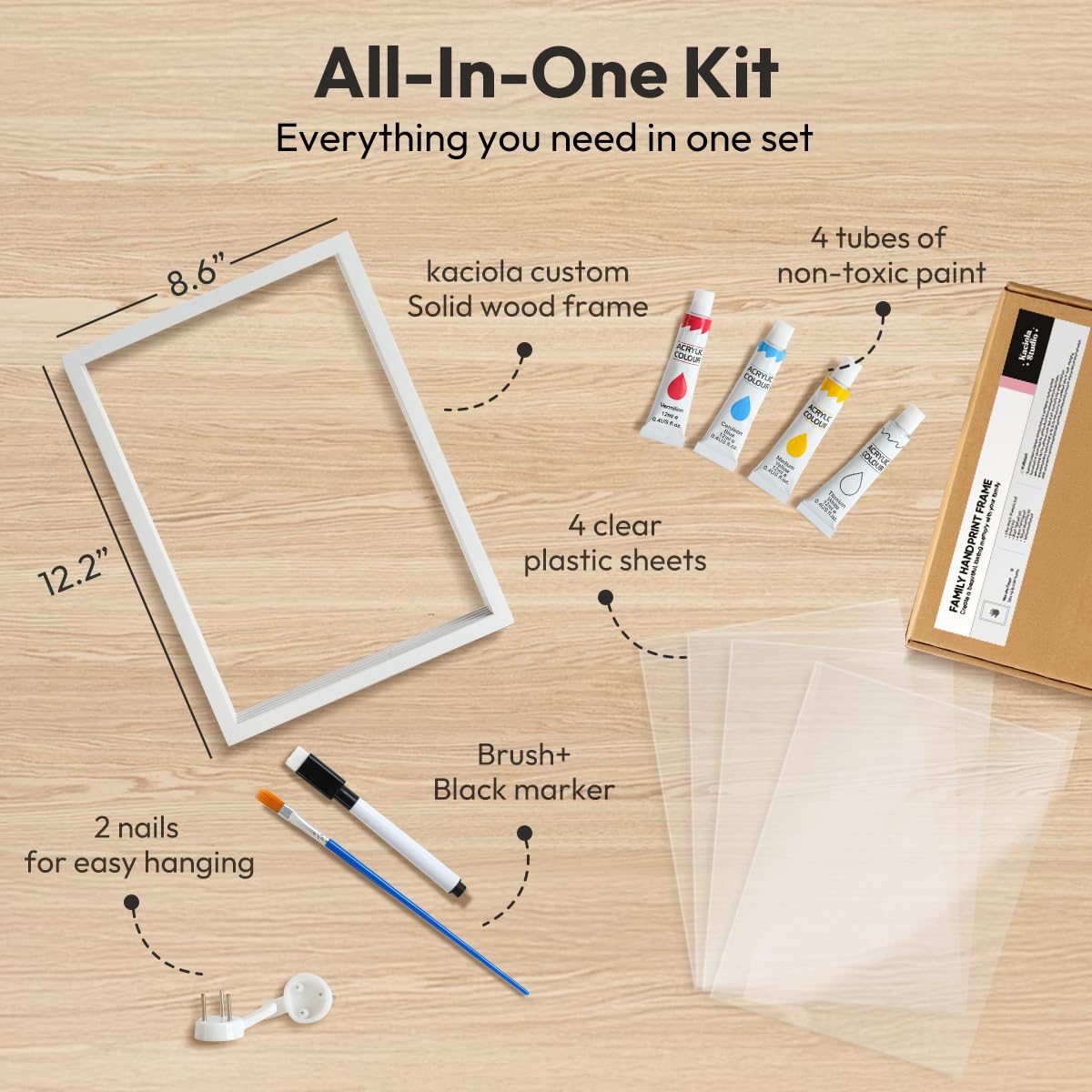 Kaciola paint colors and brush highlighting reusable, easy cleanup