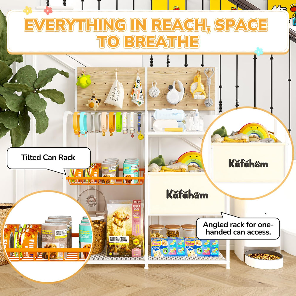 KAFAHOM bottom shelf storing large kibble bags neatly