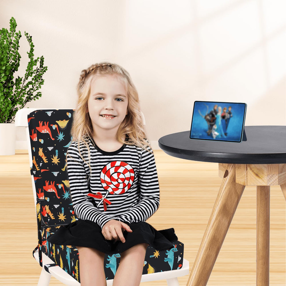 KAGIWEI booster seat anti-slip bottom and adjustable safety straps for stability.