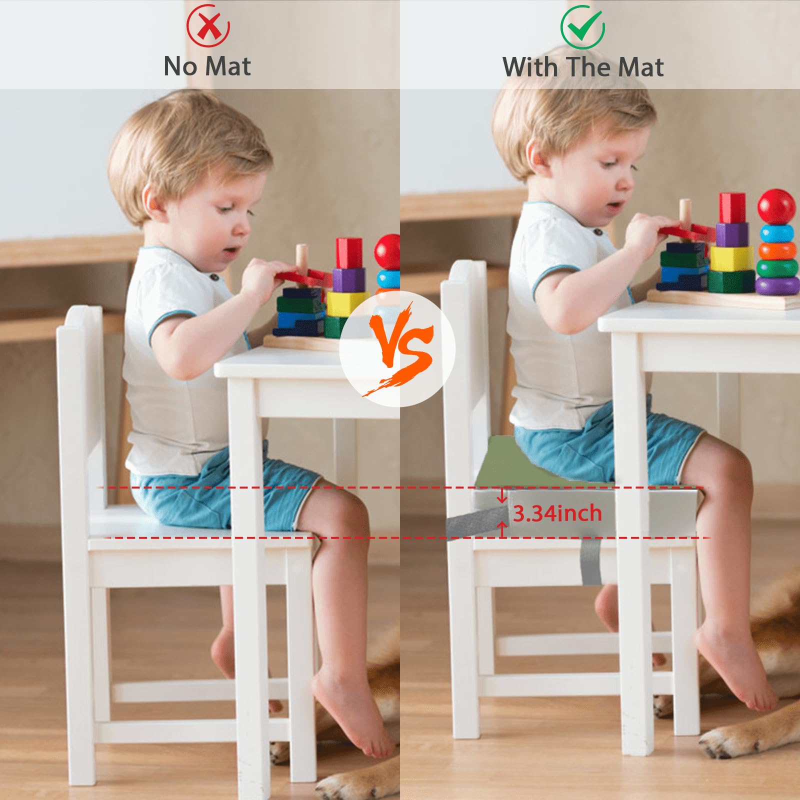 KAGIWEI booster seat demonstrating fit on most dining chairs