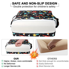 KAGIWEI booster seat waterproof PU surface for quick cleanup after spills.