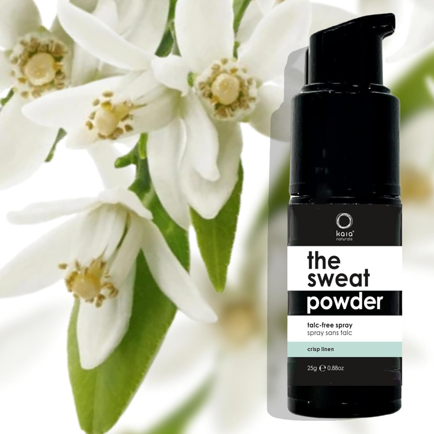 Kaia Naturals Takesumi Detox chest-area spray demonstrates gentle refresh.