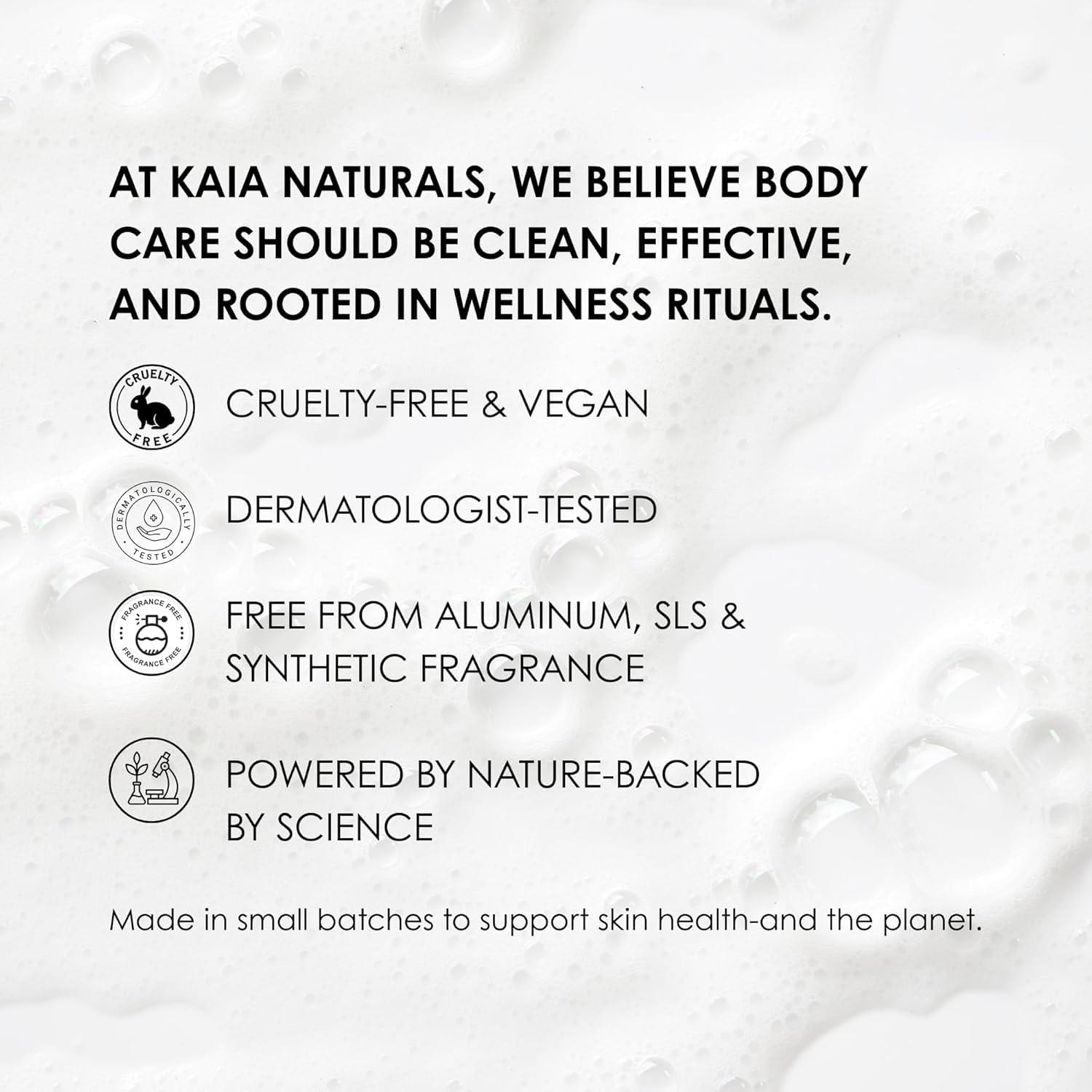 Kaia Naturals Takesumi Detox talc-free label close-up signals clean beauty.
