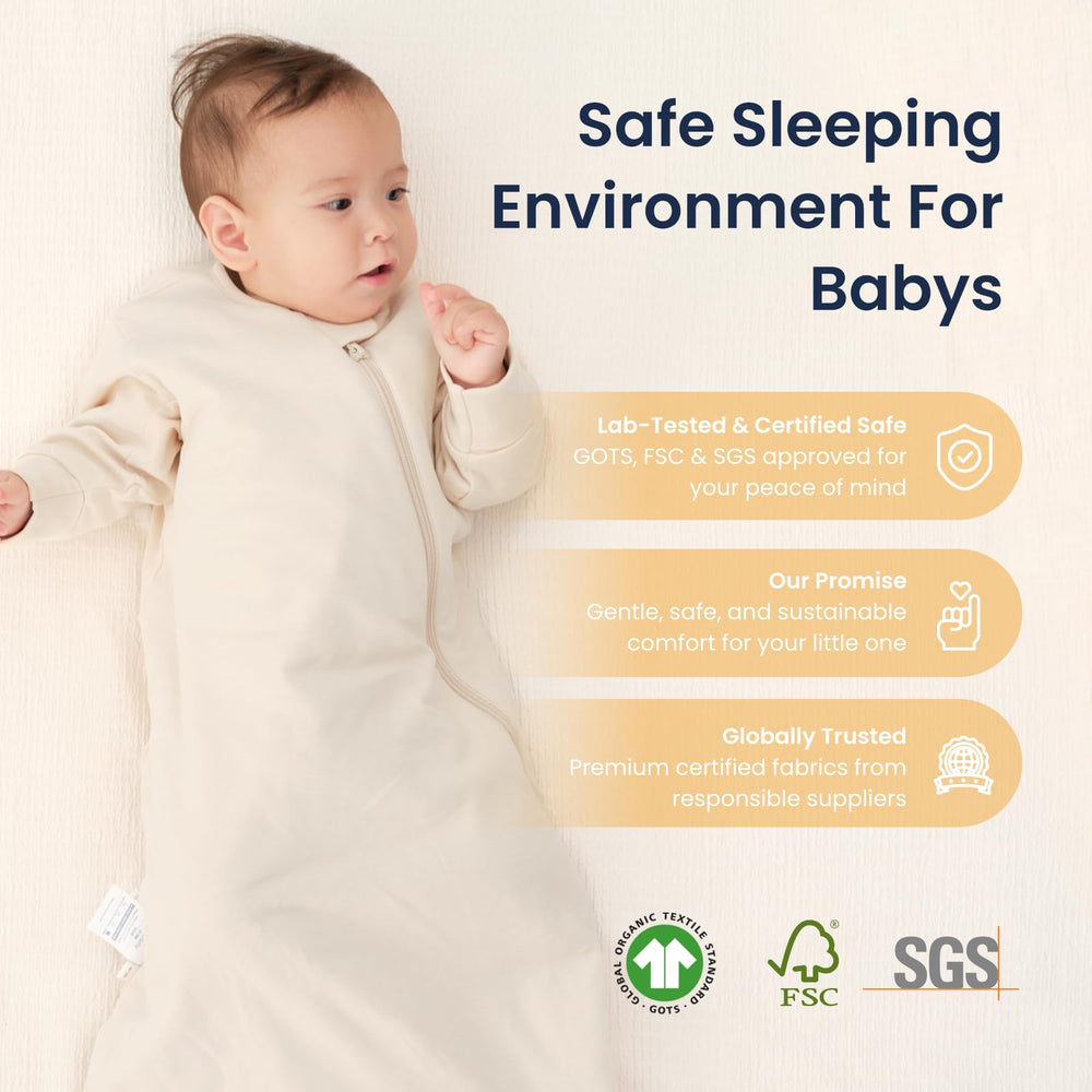 Kaiya Baby color options including stripes and clouds inspire cozy sleepwear.
